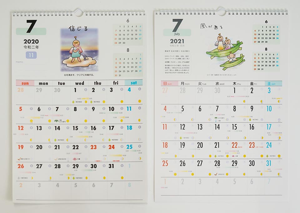 数秘術＆開運カレンダー2020年版と2021年版の比較