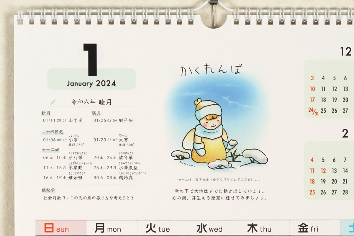 数秘術&開運カレンダー(壁掛け型)暦欄